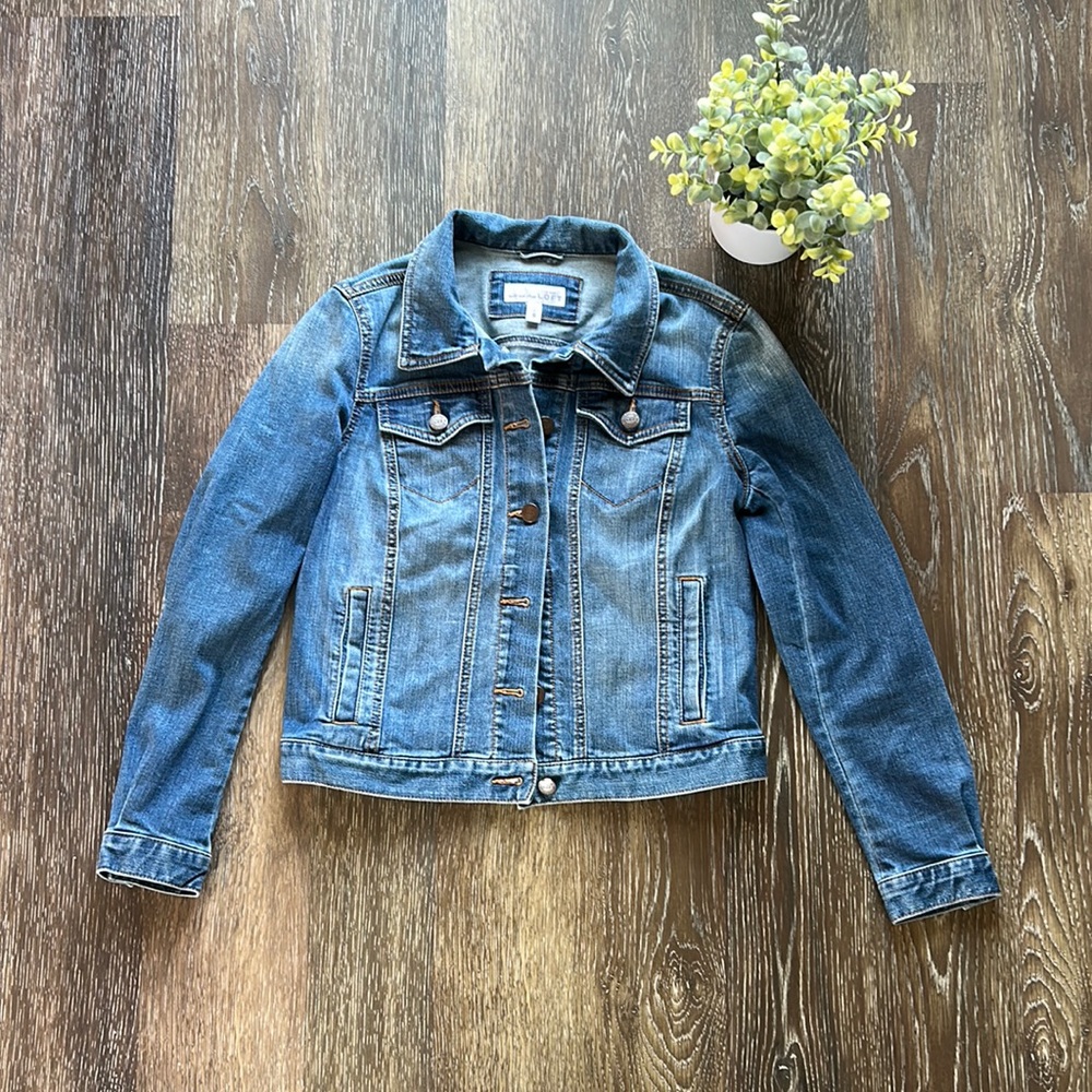 LOFT Denim Jean Jacket Medium-Dark Wash